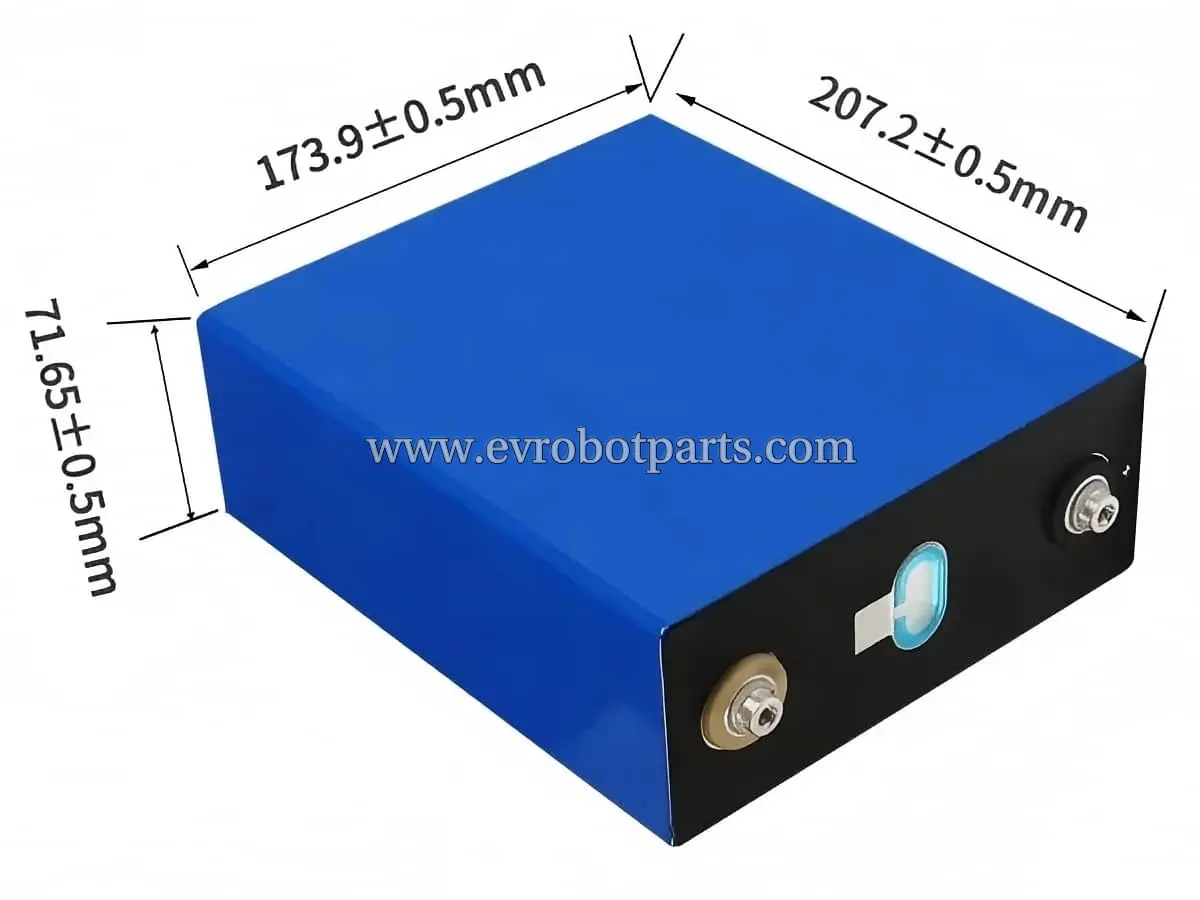 CATL 306Ah 3.2V LiFePO4 prismatic battery cell with dimension marking, 207.2*173.9*71.65mm blue aluminum shell lithium iron phosphate cell for solar energy storage