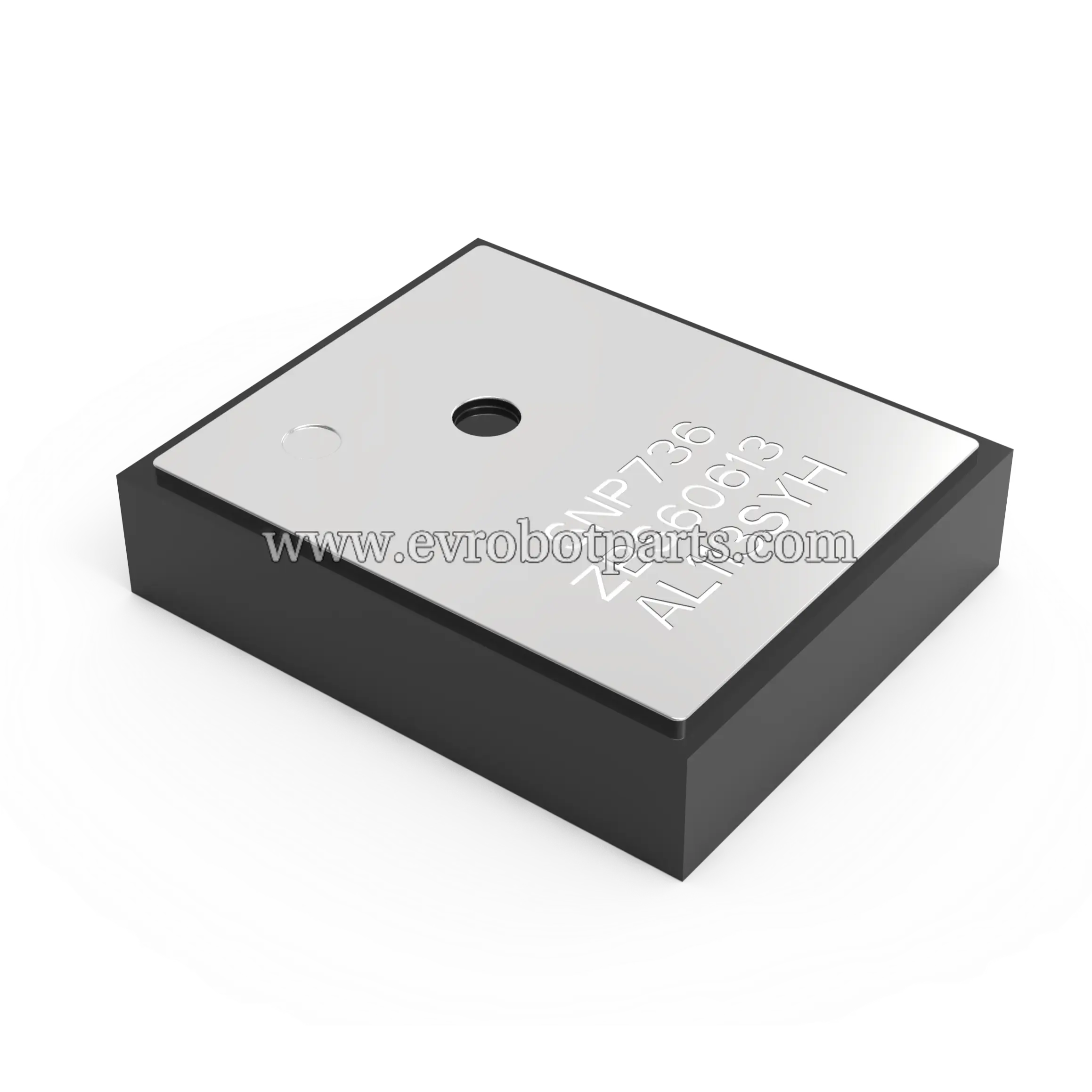 Integrated circuit chip with marking SNP736 ZBS60613 AL13SYH displaying surface mount device with thermal pad and pin configuration