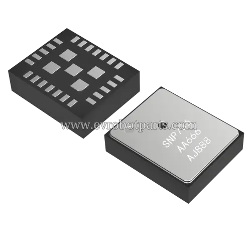 Electronic component package with SMD pins and marking SNP736 AA666 AJ888 showing dual-sided integrated circuit design
