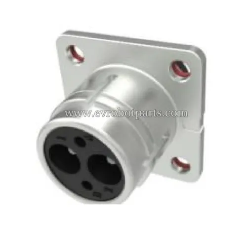 YGC982-EV-P(2+2)RD/NH High Voltage EV Plug Connector with square flange and dual circular ports showing industrial mounting design