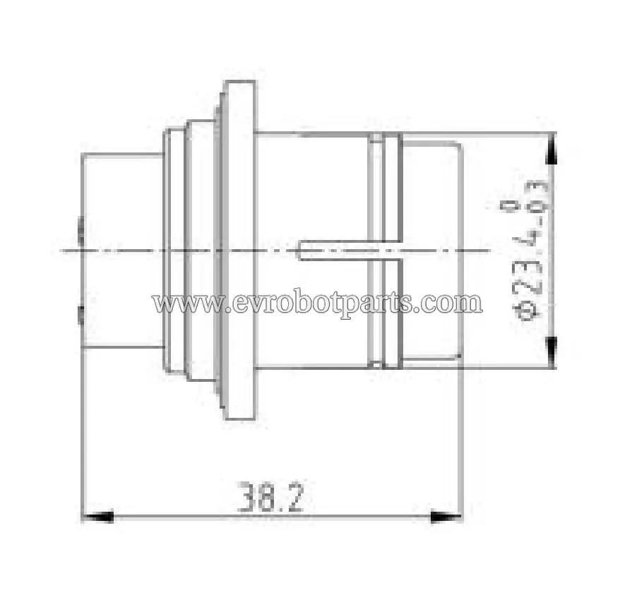 Technical drawing of YGC982-EV-P(2+2)RD/NH connector showing side view dimensions including 38.2mm measurement and internal structure