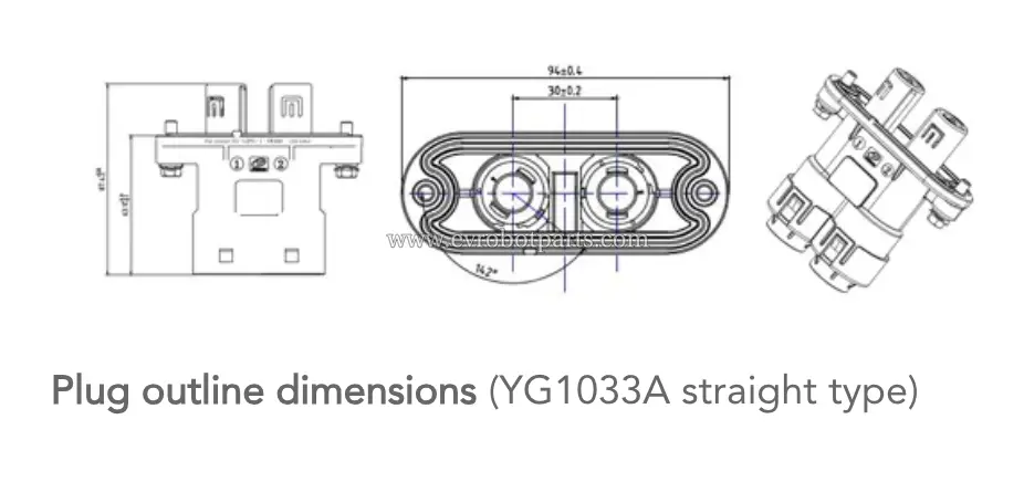 YGC1033A-EV-S2P/Ⅰ Plug Outline Dimensions (YG1033A Straight Type)