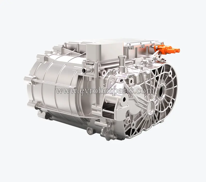 SheDrive EP220 electric drive system showing detailed motor and controller assembly with orange connector