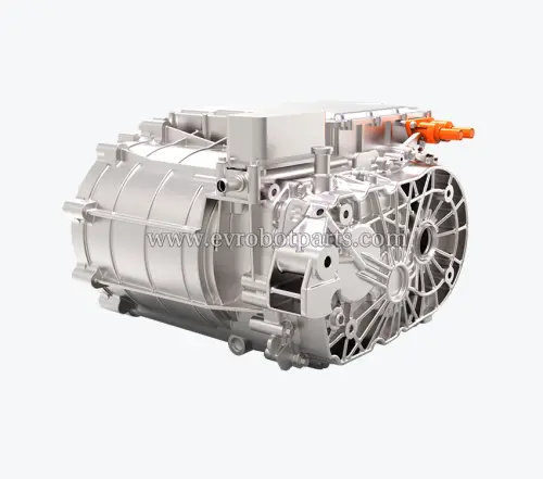 SheDrive EP220 electric drive system showing detailed motor and controller assembly with orange connector